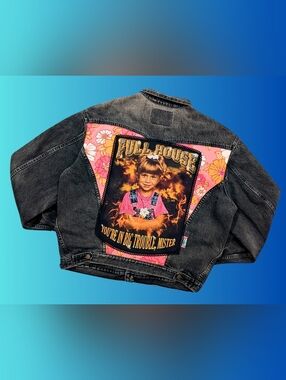 Handmade, Upcycled Black, Full House, Levi's Denim Jacket Size L